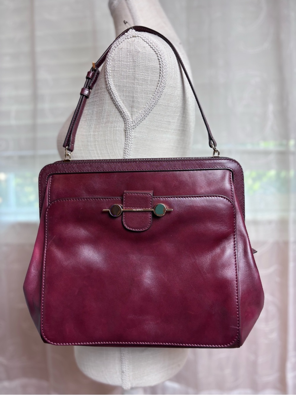 Jason Wu Daphne Smooth Burgundy Leather Luxury Shoulder Bag - Picture 6 of 16